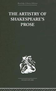 Front cover of The Artistry of Shakespeare's Prose by Brian Vickers