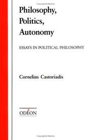 Cover of Philosophy, politics, autonomy by Cornelius Castoriadis