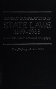 Cover of Subject compilations of state laws, 1979-1983 by Cheryl Nyberg