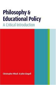 Cover of Philosophy and Educational Policy by C. Winch