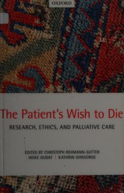 Front cover of Patient's Wish to Die by Christoph Rehmann-Sutter