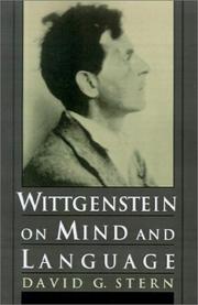Cover of Wittgenstein on mind and language by David G. Stern
