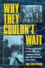 Cover of Why They Couldn't Wait by Jane Ann Gordon