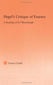 Front cover of Hegel's Critique of Essence by Franco Cirulli