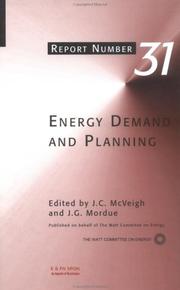 Front cover of Energy demand and planning by J. C. McVeigh
