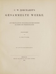 Front cover of C.W. Borchardt's Gesammelte Werke by Carl Wilhelm Borchardt