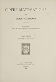 Front cover of Opere matematiche di Luigi Cremona by Luigi Cremona