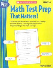 Cover of Math Test Prep That Matters! Grades 3-4 by Joseph A. Porzio
