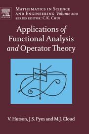 Cover of Applications of functional analysis and operator theory by V. Hutson