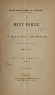 Front cover of Our war and our religion, and their harmony by Barrows, William Rev