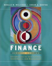 Front cover of Finance by Ronald W. Melicher