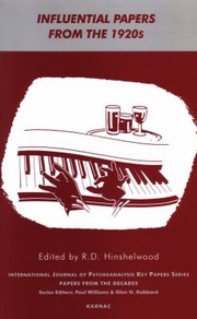 Front cover of Influential papers from the 1920s by R. D. Hinshelwood