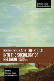 Front cover of Bringing Back the Social into the Sociology of Religion by Véronique Altglas