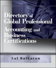 Cover of Directory of Global Professional Accounting and Business Certifications by Lal Balkaran