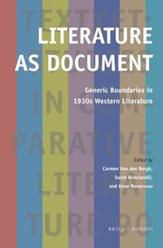 Cover of Literature As Document by Carmen Van den Bergh