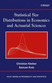 Front cover of Statistical Size Distributions in Economics and Actuarial Sciences by Samuel Kotz