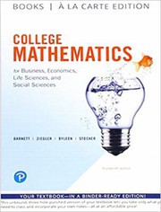 Front cover of College Mathematics for Business, Economics, Life Sciences and Social Sciences Books a la Carte Edition by Raymond A. Barnett