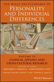 Cover of Wiley Encyclopedia of Personality and Individual Differences by Bernardo J. Carducci