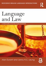 Cover of Language and Law by Alan Durant
