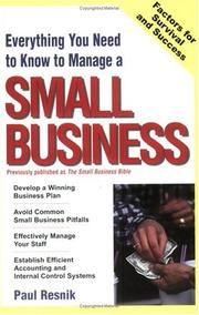 Front cover of Everything you need to know to start your own small business by Paul Resnik