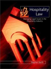 Cover of Hospitality Law by Stephen Barth