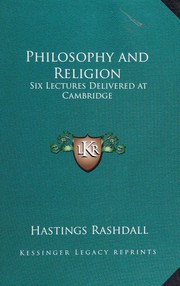 Front cover of Philosophy and religion by Hastings Rashdall