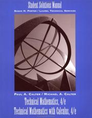 Front cover of Technical Mathematics, 4th Edition and Technical Mathematics with Calculus, 4th Edition Student Solutions Manual by Paul A. Calter
