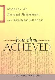 Cover of How They Achieved by Lucinda Watson