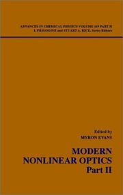 Front cover of Advances in Chemical Physics by Myron W. Evans