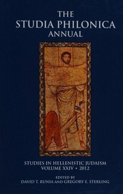 Front cover of Studia Philonica Annual XXIV 2012 by David T. Runia