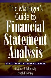 Cover of The manager's guide to financial statement analysis by Stephen F. Jablonsky