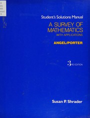 Cover of Student's solutions manual by Susan P Shrader