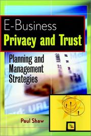 Cover of E-Business Privacy and Trust by Shaw, Paul