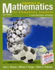 Front cover of Essentials of mathematics for elementary teachers by Gary L. Musser