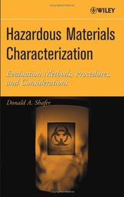 Cover of Hazardous materials characterization by Donald A. Shafer