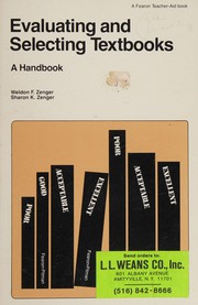 Front cover of Handbook for evaluating and selecting textbooks (A Fearon teacher-aid book) by Weldon F. Zenger