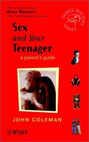 Front cover of Sex and Your Teenager by John Coleman