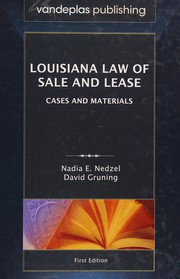 Cover of Louisiana law of sale and lease by Nadia E. Nedzel