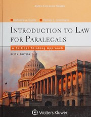 Cover of Introduction to Law for Paralegals by Katherine A. Currier