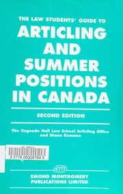 Front cover of The law students' guide to articling and summer positions in Canada by Unknown