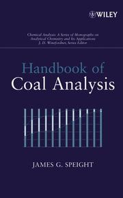 Cover of Handbook of Coal Analysis by James G. Speight