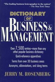 Cover of Dictionary of business and management by Jerry Martin Rosenberg
