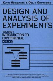 Front cover of Design and analysis of experiments by Klaus Hinkelmann