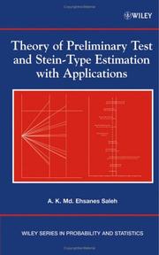 Front cover of Theory of Preliminary Test and Stein-Type Estimation with Applications by Saleh, A. K. Md. Ehsanes.