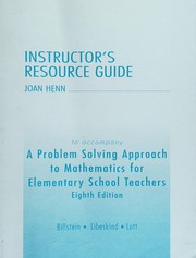 Cover of Instructor's resource guide [for] A problem solving approach to mathematics for elementary school teachers, eight edition by Rick Billstein