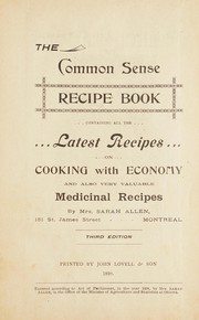Front cover of The Common sense recipe book by Sarah Allen