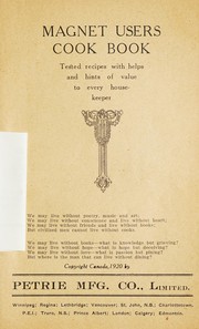 Front cover of Magnet users cook book by Petrie Manufacturing Co