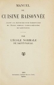 Front cover of Manuel de cuisine raisonnée by École Normale de Saint-Pascal