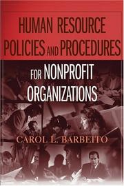 Cover of Human Resource Policies and Procedures for Nonprofit Organizations by Carol L. Barbeito