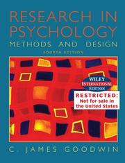 Front cover of Research in psychology by C. James Goodwin